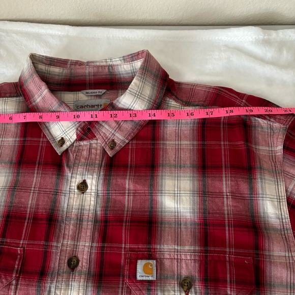 CARHARRT  Relaxed Fit Plaid Button Down Long Sleeve Shirt 2XL Tall - Picture 9 of 11